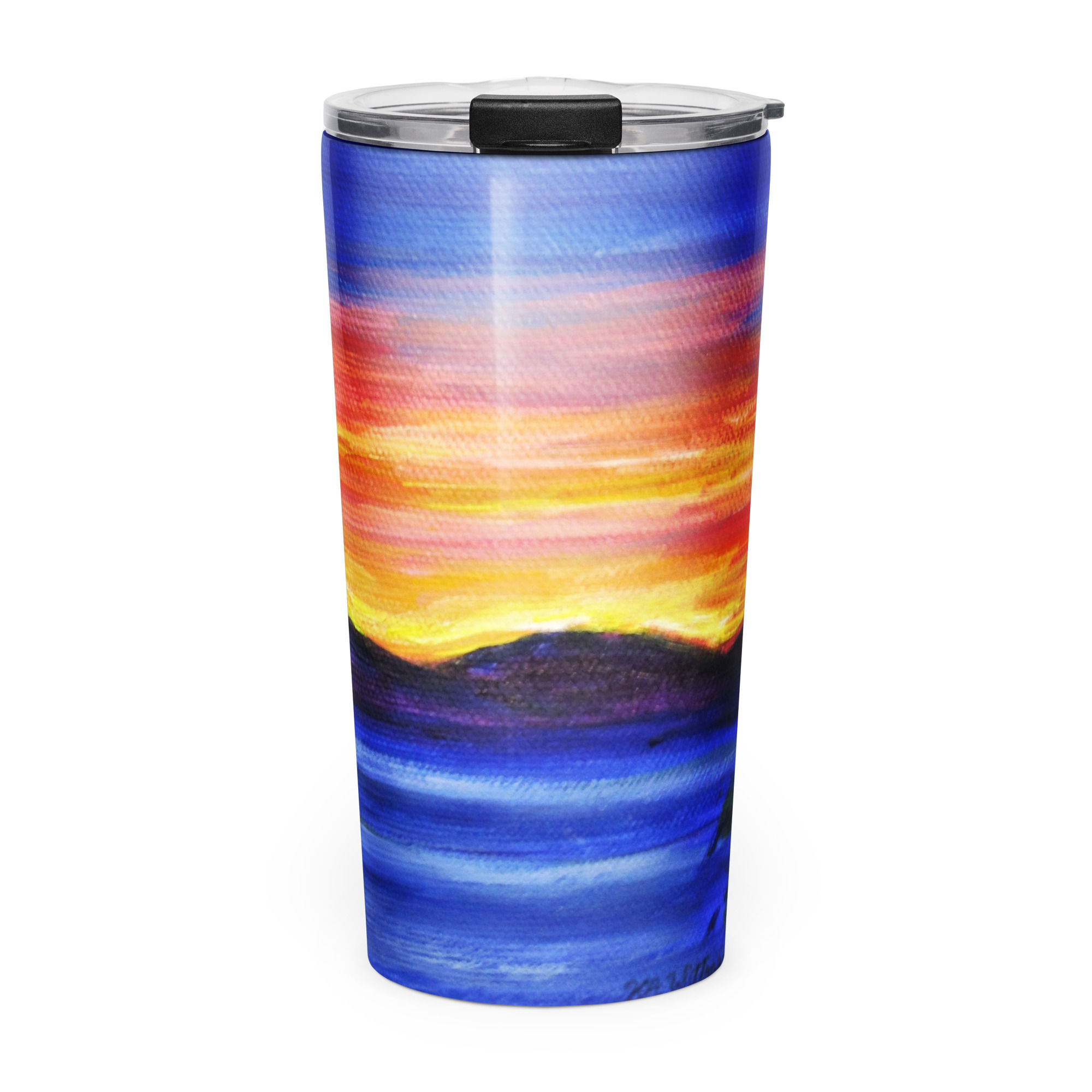 Sunset over Snowy Range Tapered stainless steel tumbler
