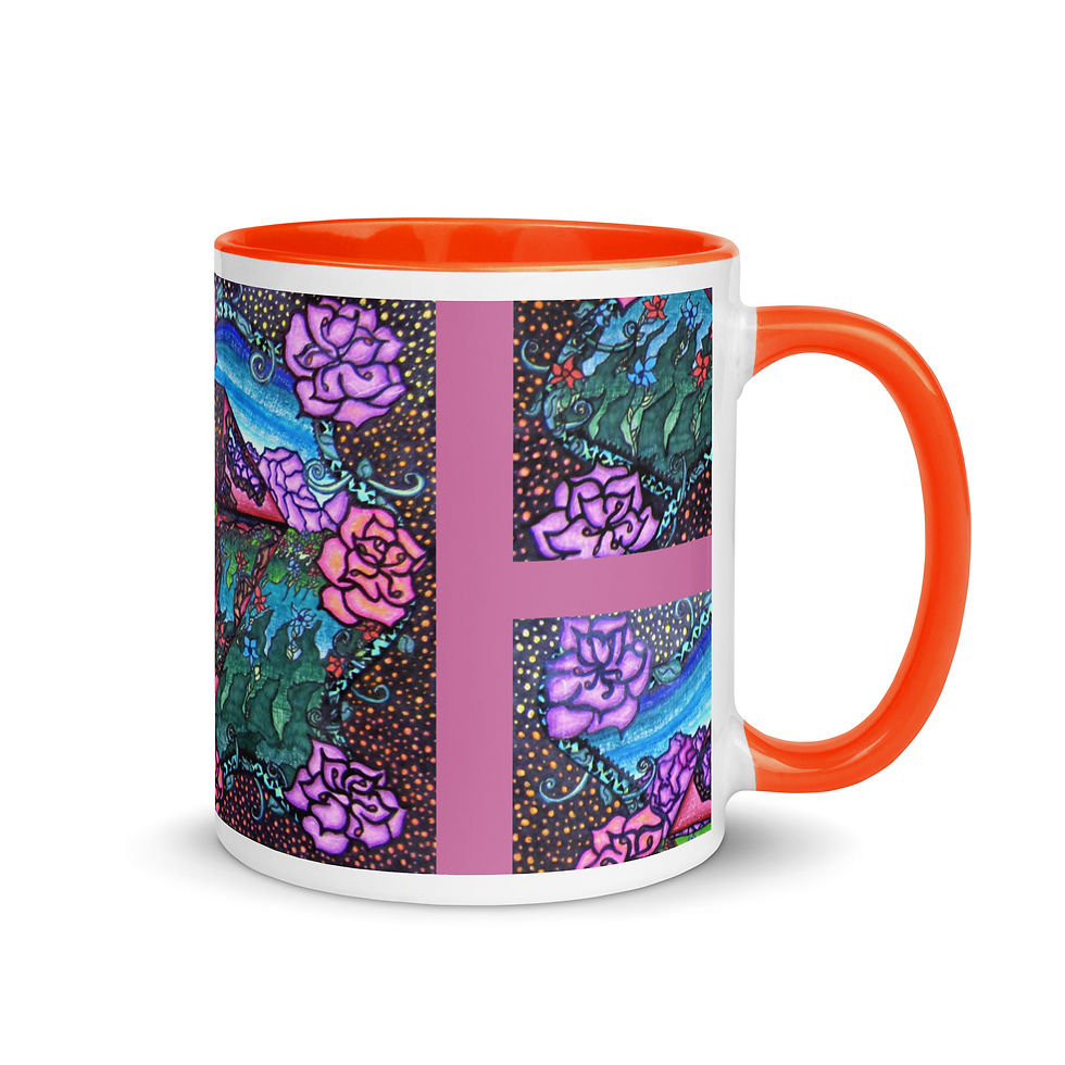 Thumbnail: Diamonds and Roses Mug with Color Inside