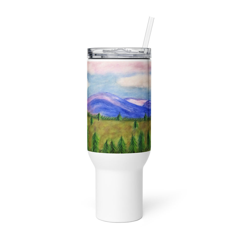 Thumbnail: Laramie Peak Lavender Travel mug with a handle