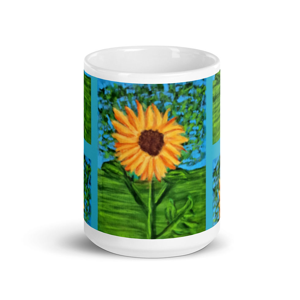 Miniatura: A Solitary Sunflower 2 White glossy mug