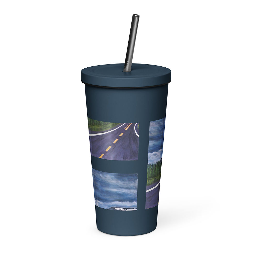 Thumbnail: The Road Taken Insulated tumbler with a straw