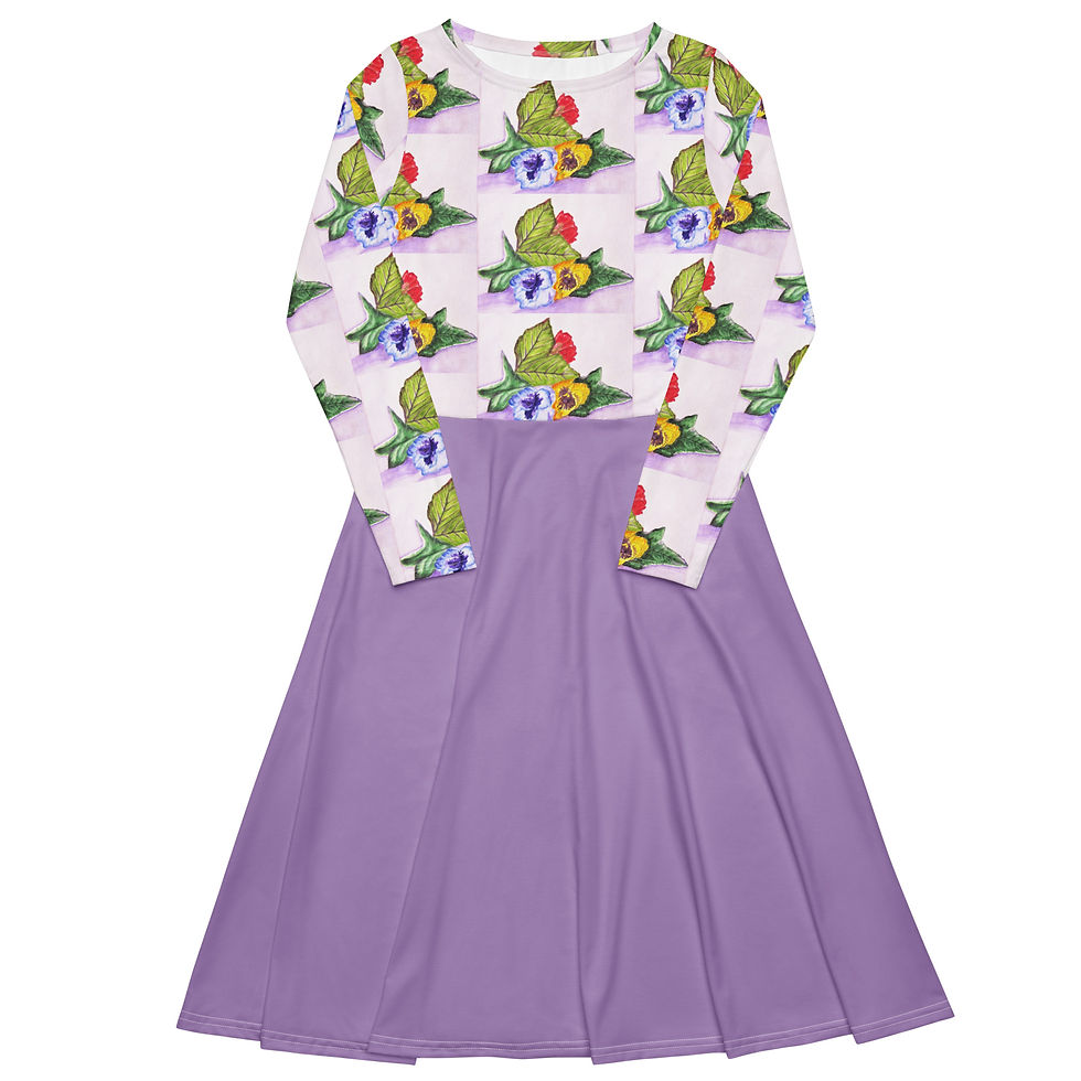 Thumbnail: Rainbow Radiance All-over print long sleeve midi dress