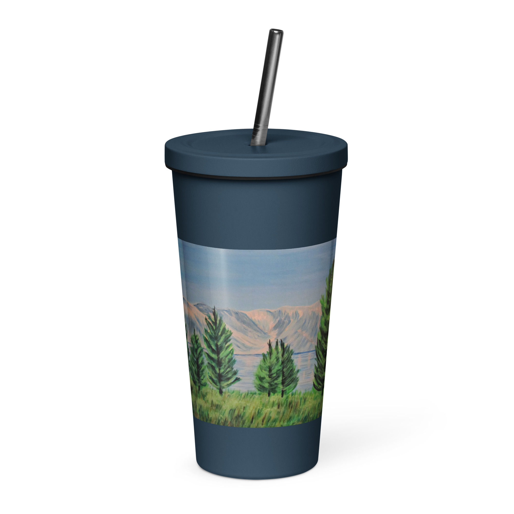 Jackson Lake Summer Insulated tumbler with a straw