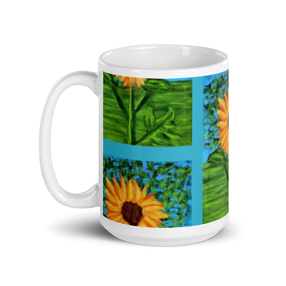 Thumbnail: A Solitary Sunflower 2 White glossy mug