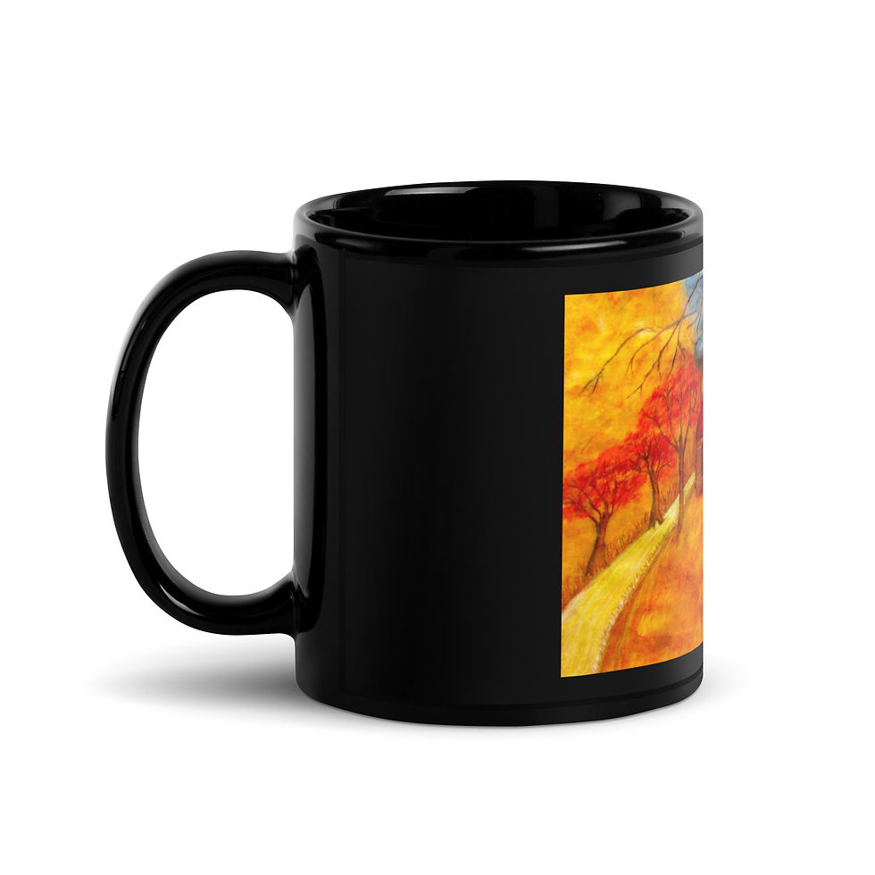 Thumbnail: The Long Road Home Black Glossy Mug