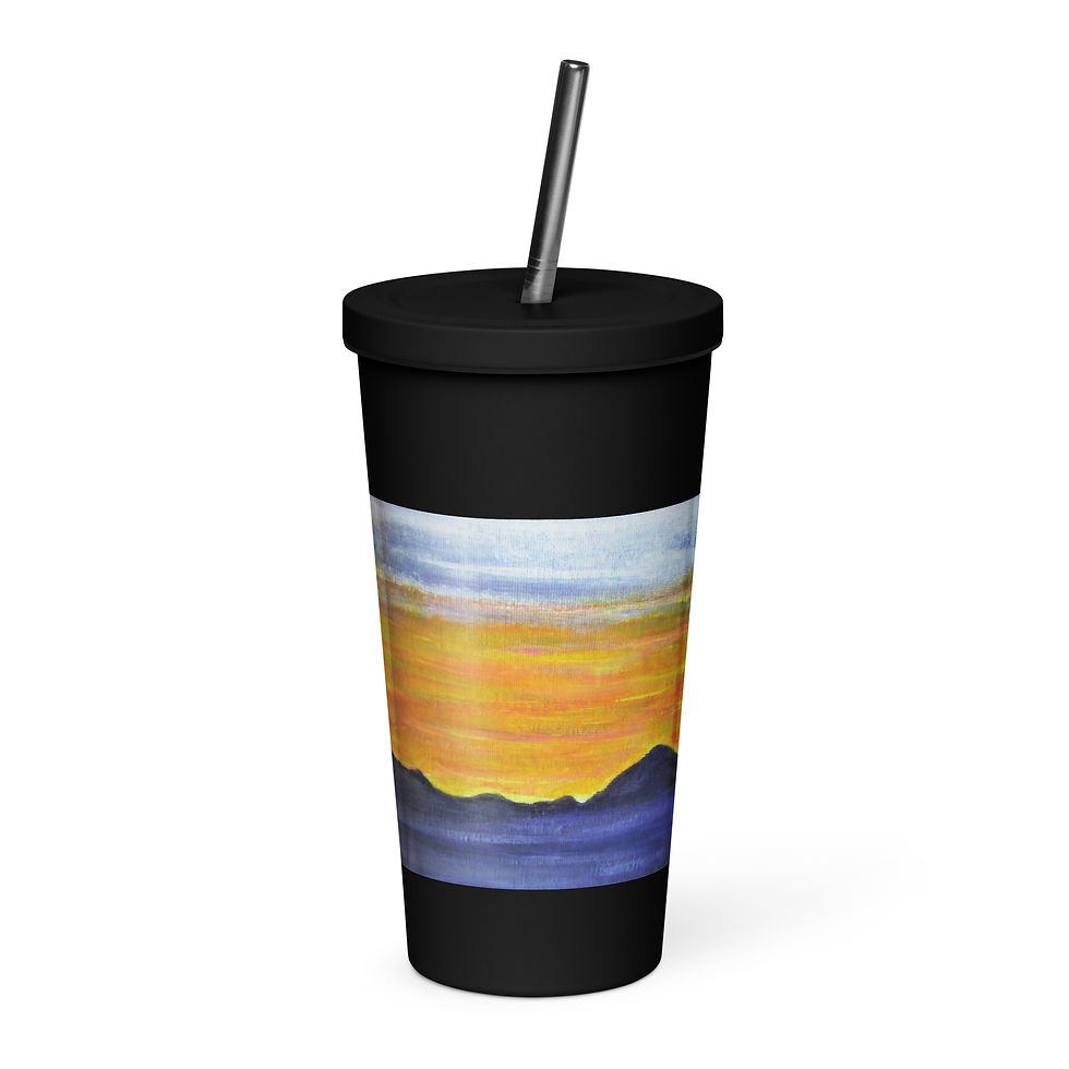 Miniatura: Sunset over Laramie Peak Range Insulated tumbler with a straw