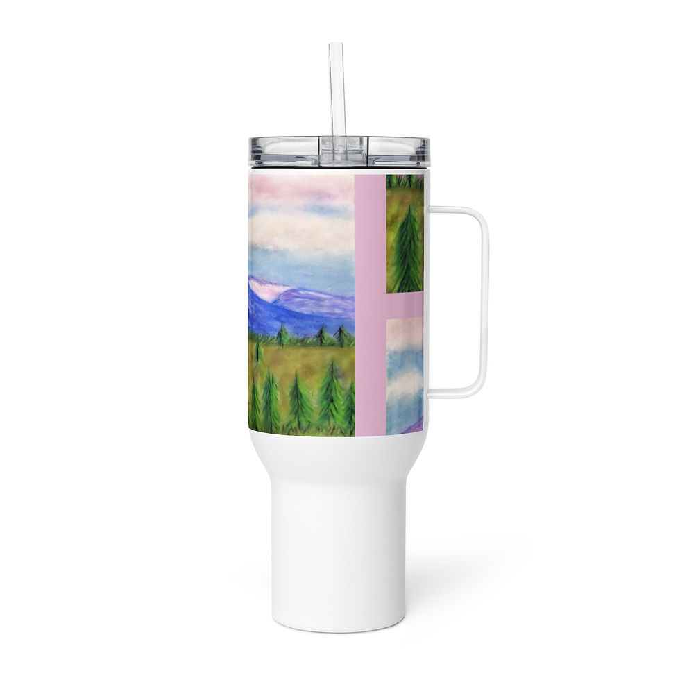 Thumbnail: Laramie Peak Lavender Travel mug with a handle