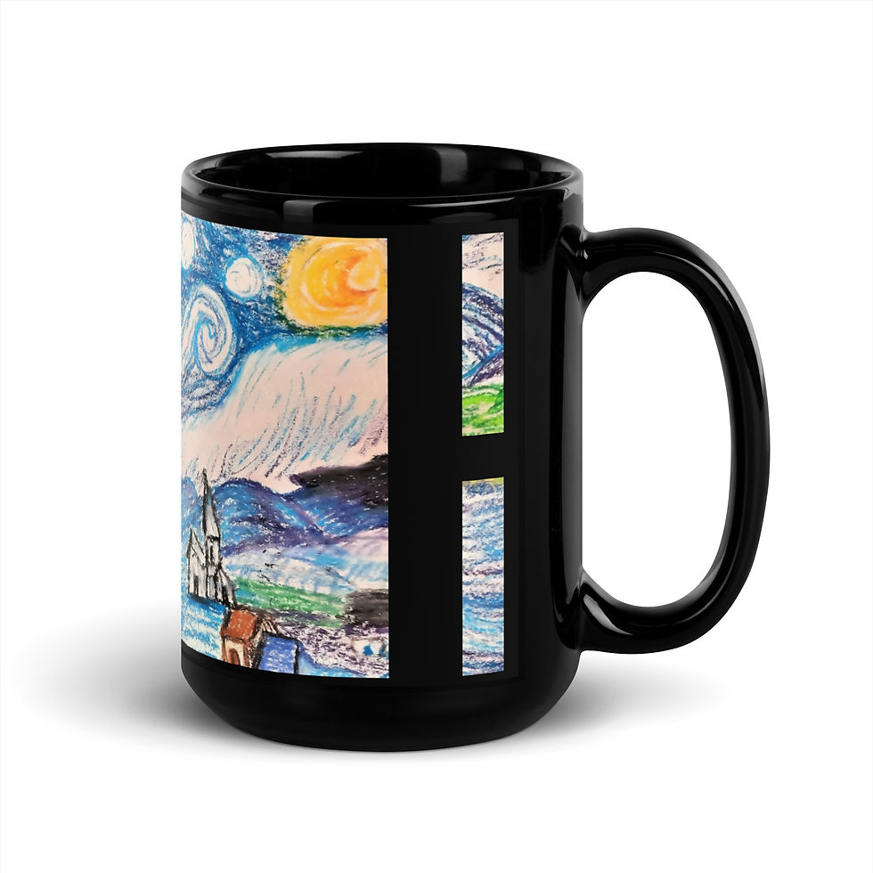 Miniatura: Anna's Starry Night Black Glossy Mug