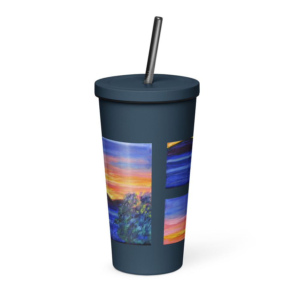 Thumbnail: Sunset over Snowy Range Insulated tumbler with a straw
