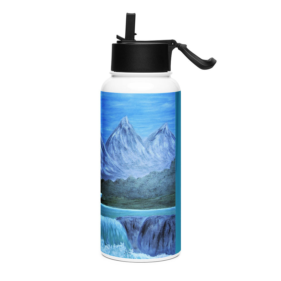 Thumbnail: Magnificent Mountains Stainless steel water bottle with a straw lid