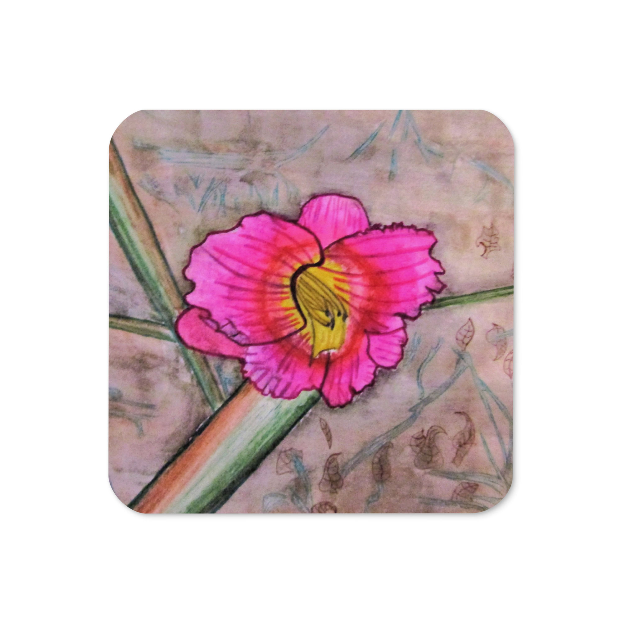 Dazzling Daylily Cork-back coaster