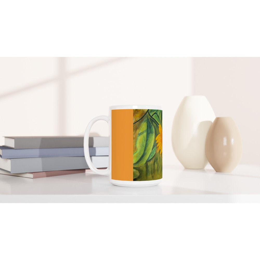 A Solitary Sunflower 4 White 15oz Ceramic Mug