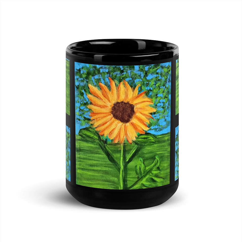 Miniatura: A Solitary Sunflower 2 Black Glossy Mug