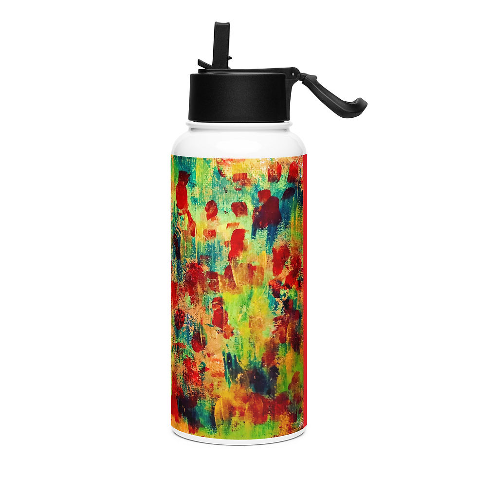 Thumbnail: Visions of Summer Stainless steel water bottle with a straw lid