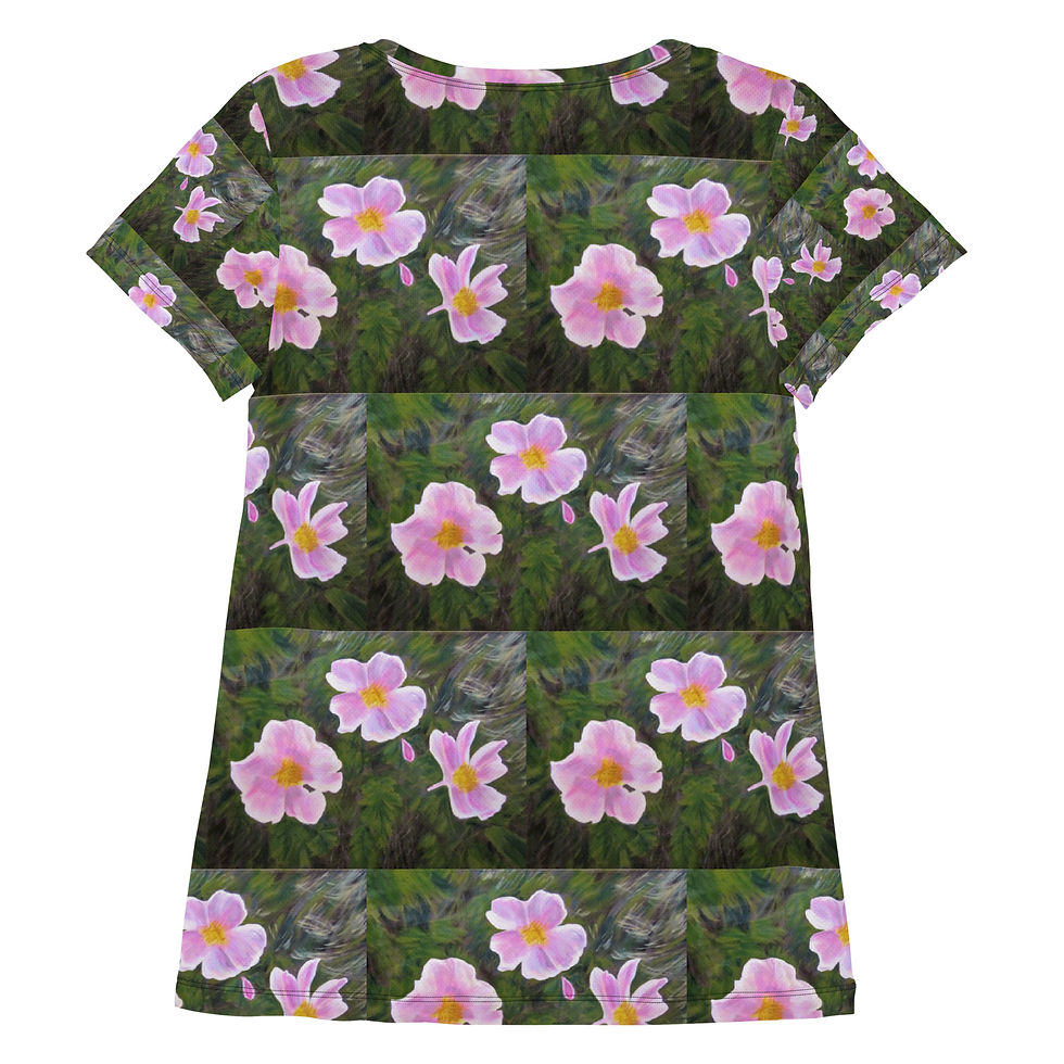 Miniatura: Wyoming Wild Roses All-Over Print Women's Athletic T-shirt