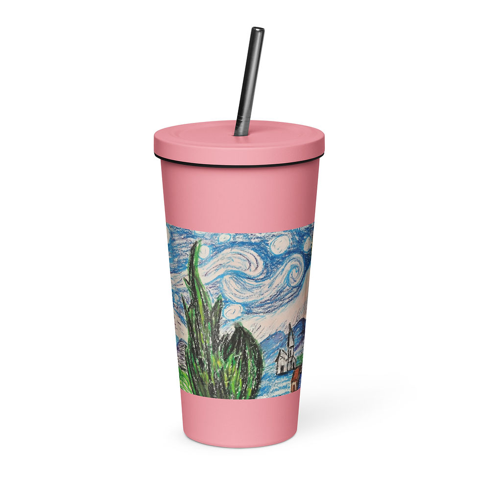 Miniatura: Anna's Starry Night Insulated tumbler with a straw