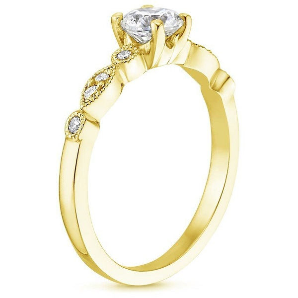 Thumbnail: Yellow Gold Vintage Side Stone Ring