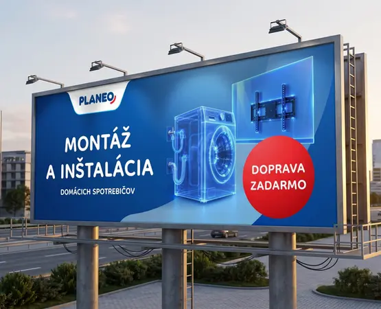 Ukážka OOH kampane a grafického návrhu billboardu PLANEO od reklamnej agentúry – Montáž a inštalácia spotrebičov.