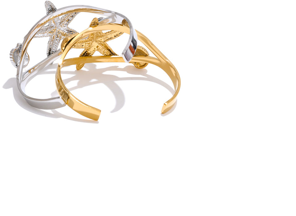 Thumbnail: Ocean Style Metal Starfish Shell Open Distinctive Bracelet Bangle Waterpro