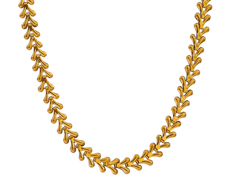Stainless Steel Leaf Necklace Minimalist Metal Texture Women Collar Neckla
