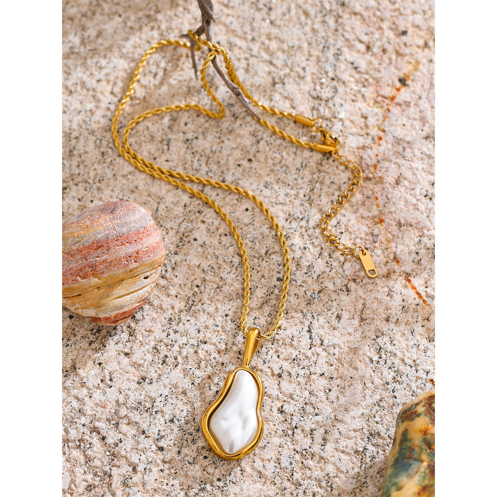 Thumbnail: Elegance Baroque Simulated Pearls Pendant Necklace Waterproof Stainless St