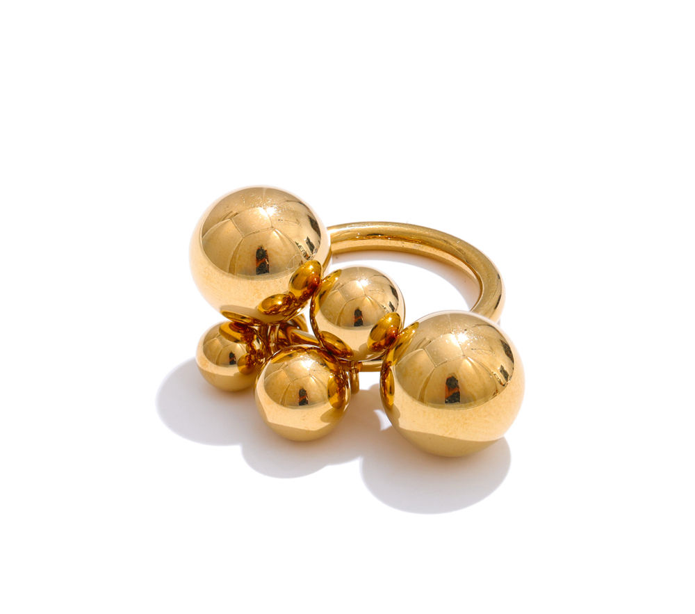 Stainless Steel Beads Ball Handmade Ring Rust Proof 18K PVD Plated P