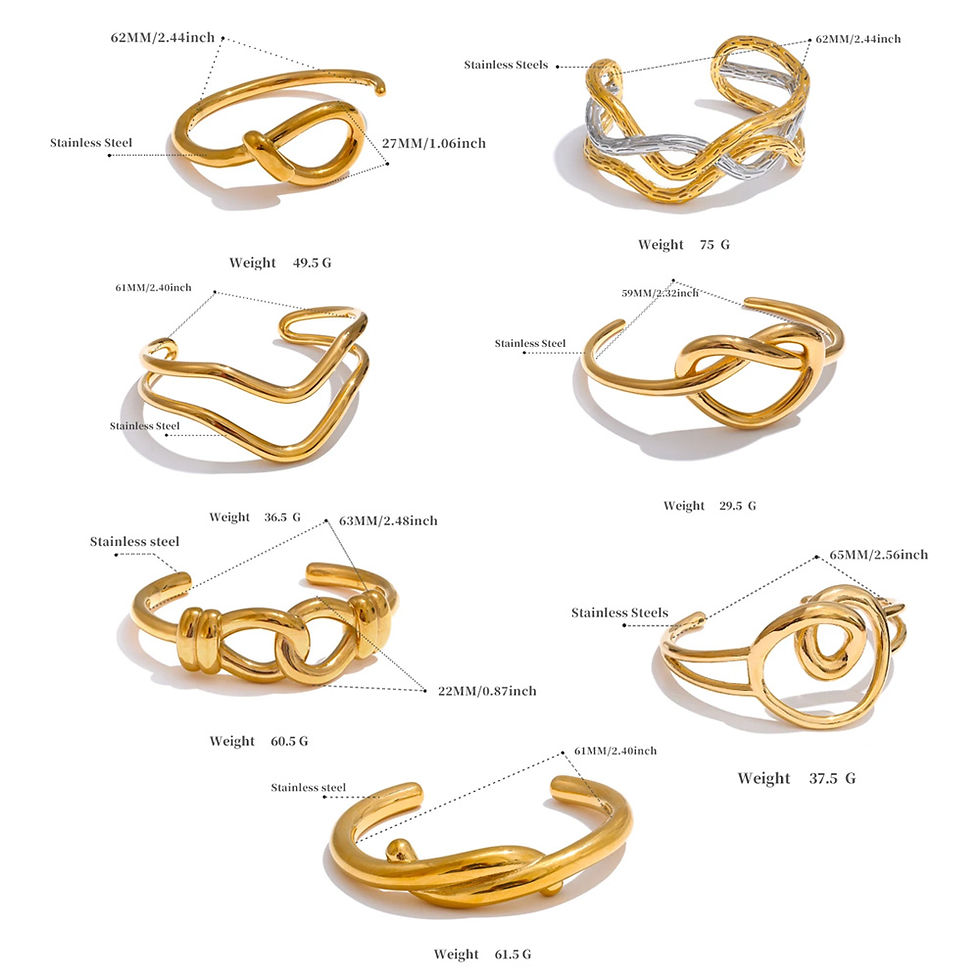 Thumbnail: Stainless Steel Layered Heart Knot Cuff Bracelet Bangle 18K Golden Plated