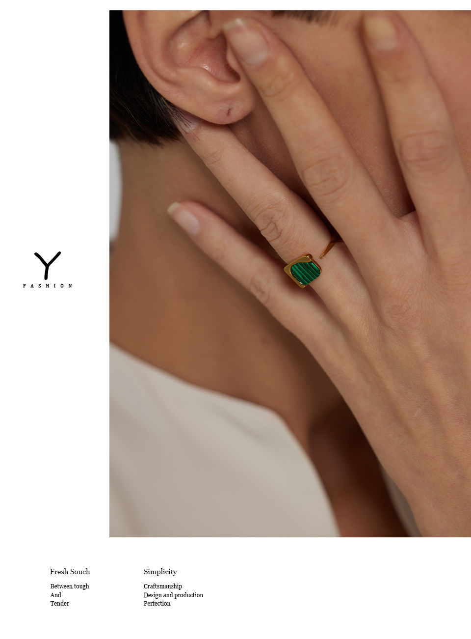 Thumbnail: New Stainless Steel Women Ring Jewelry Vintage Natural Stone Opening Metal