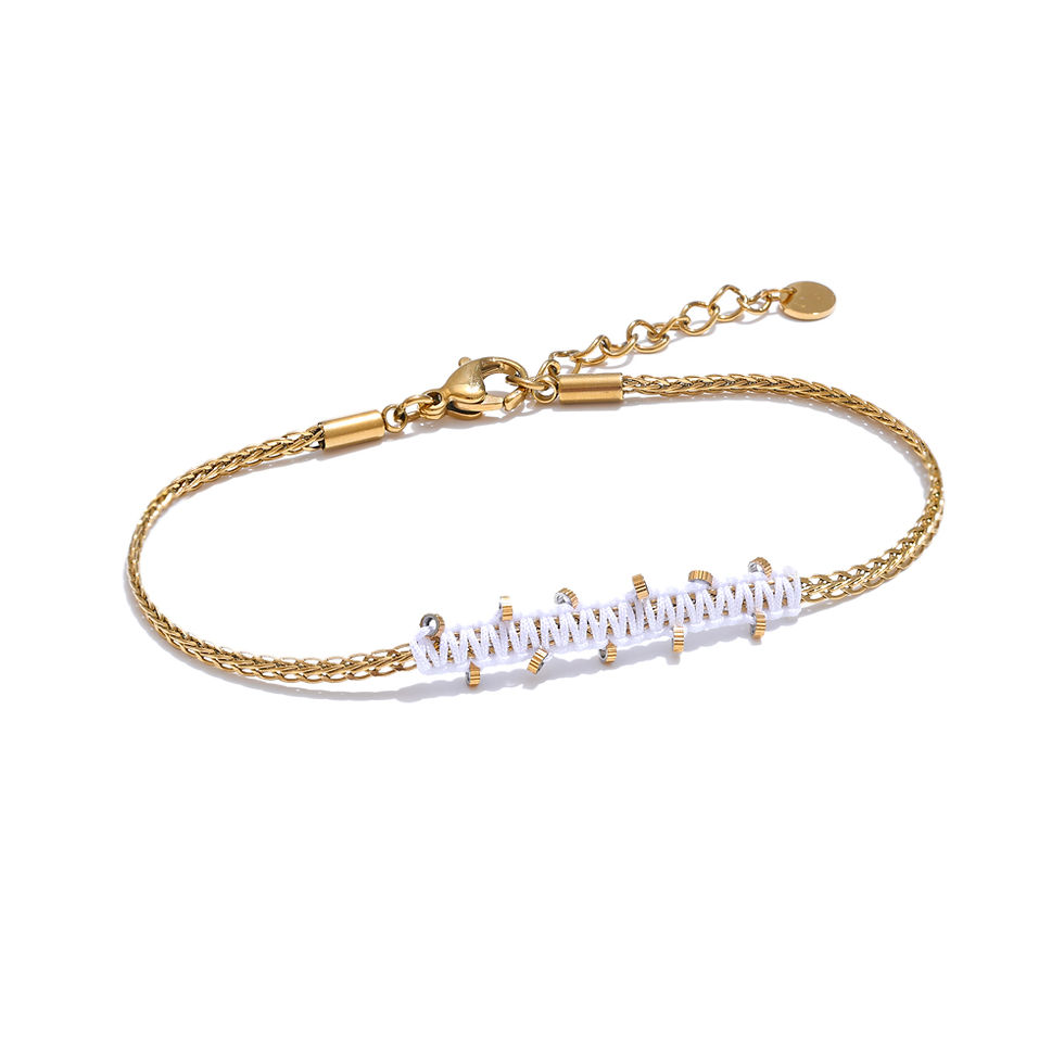 Thumbnail: Waterproof Stainless Steel Multi-color Dainty Exclusive Handmade Braided C