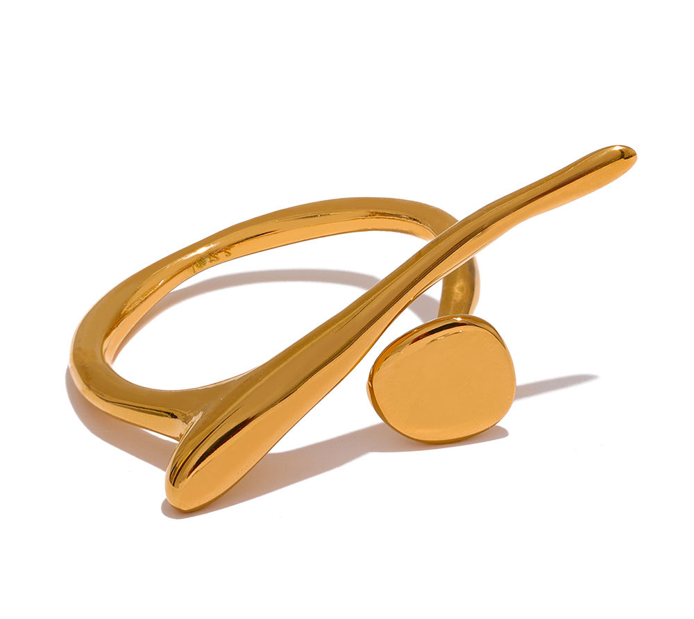 Chic Stainless Steel Personality Minimalist Classy Ring 18k Gold Color Sty