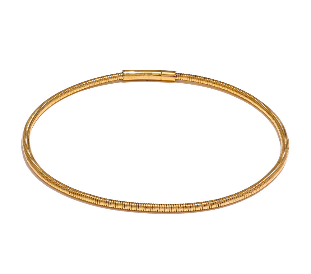 Waterproof 18K PVD Plated Stainless Steel Collar Torques Necklace Fashion