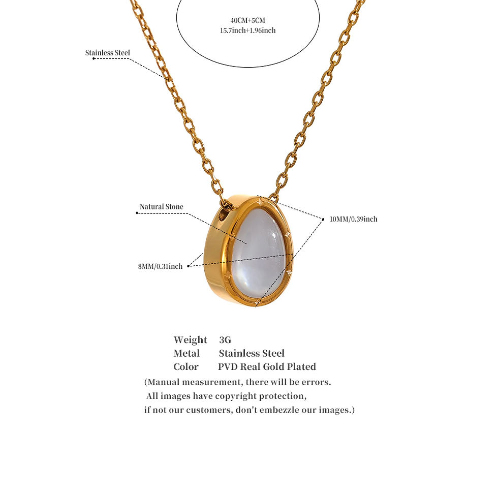 Thumbnail: 316L Stainless Steel Natural Stone Exquisite Shell Pendant Necklace for Wo