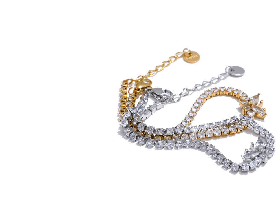 Thumbnail: High-Grade Accessories Bling Cubic Zirconia Butterfly Bracelet Bangle Gold