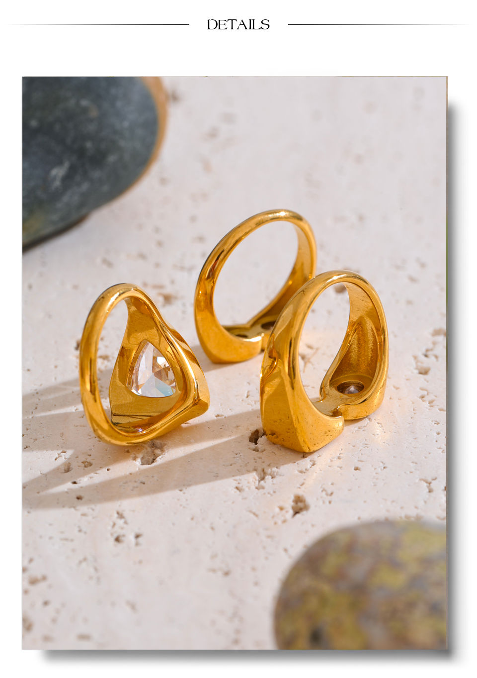 Thumbnail: Shiny Cubic Zirconia Geometric Finger Ring High-Grade Stainle