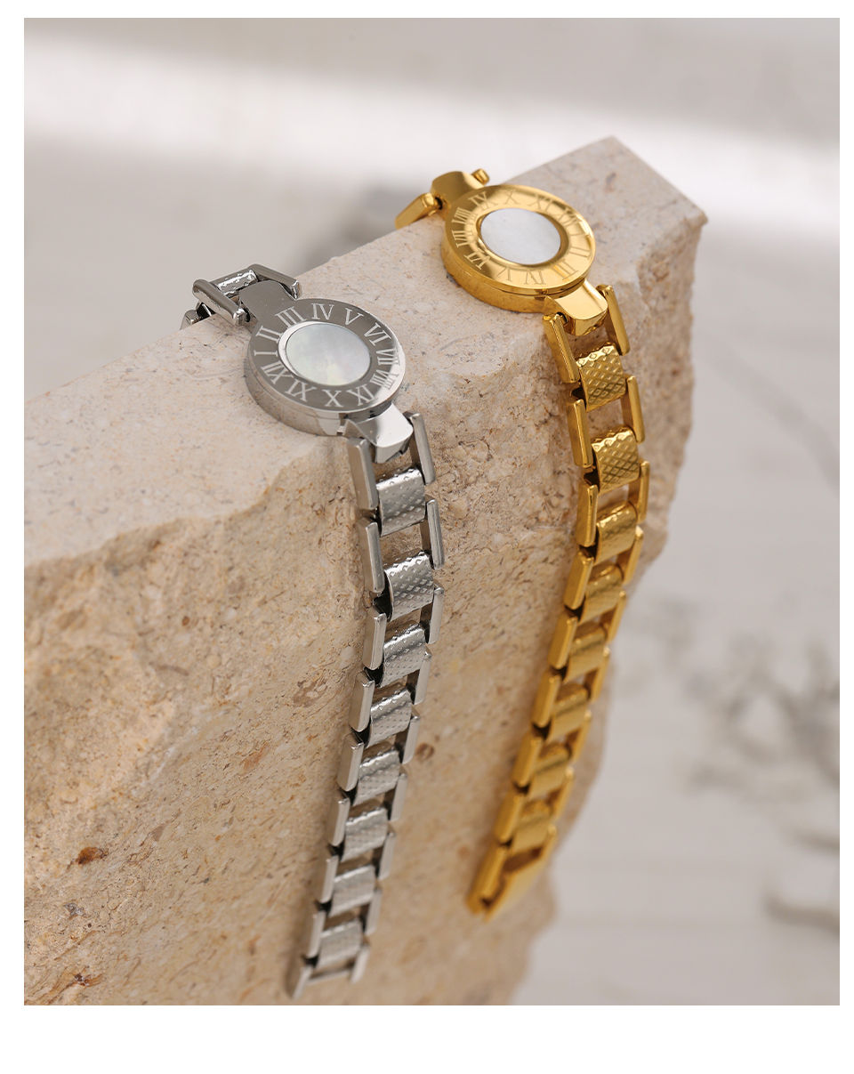 Thumbnail: Stainless Steel Women Bracelet Trendy Roman Numeral Shell Bracelet Ne