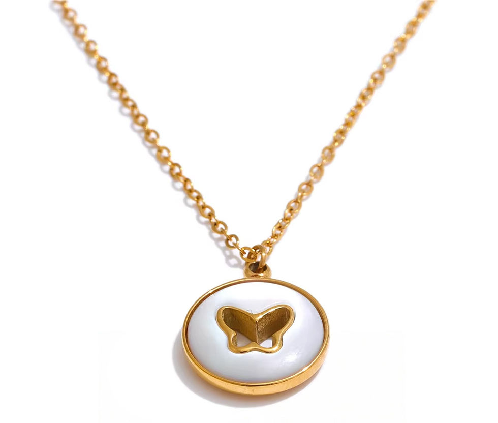Thumbnail: Exquisite Natural Thicker Shell Butterfly Necklace Pendant Korean Style St