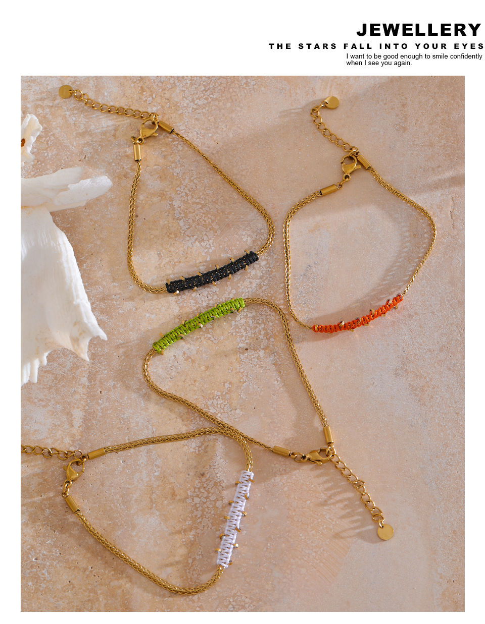 Thumbnail: Waterproof Stainless Steel Multi-color Dainty Exclusive Handmade Braided C