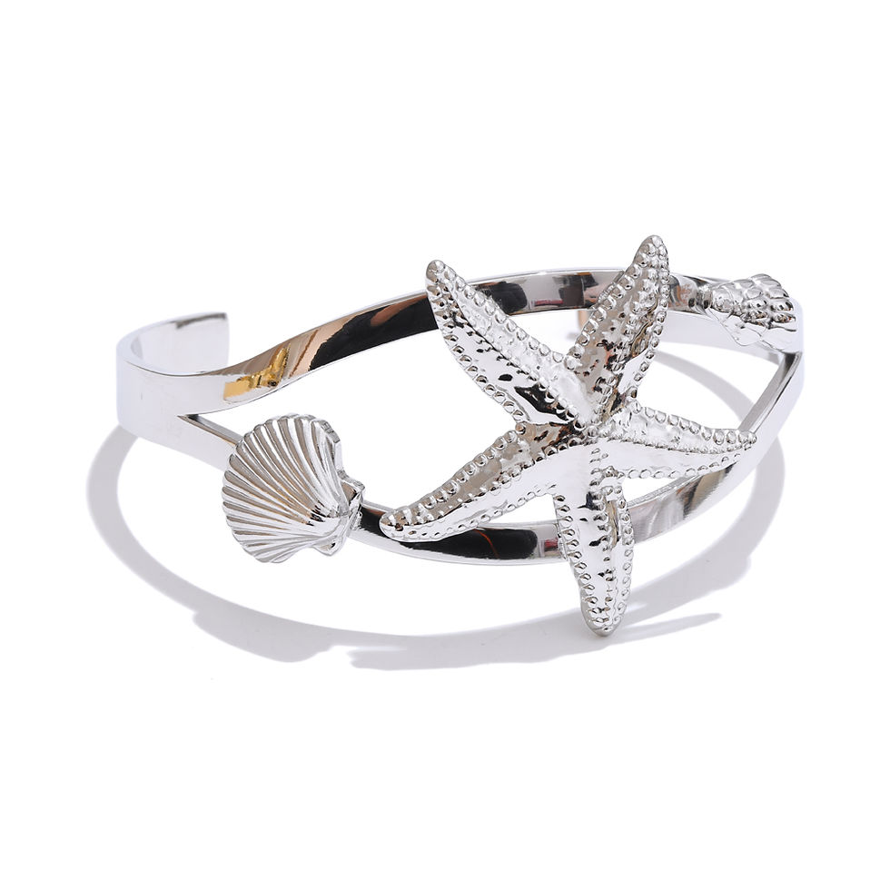 Thumbnail: Ocean Style Metal Starfish Shell Open Distinctive Bracelet Bangle Waterpro