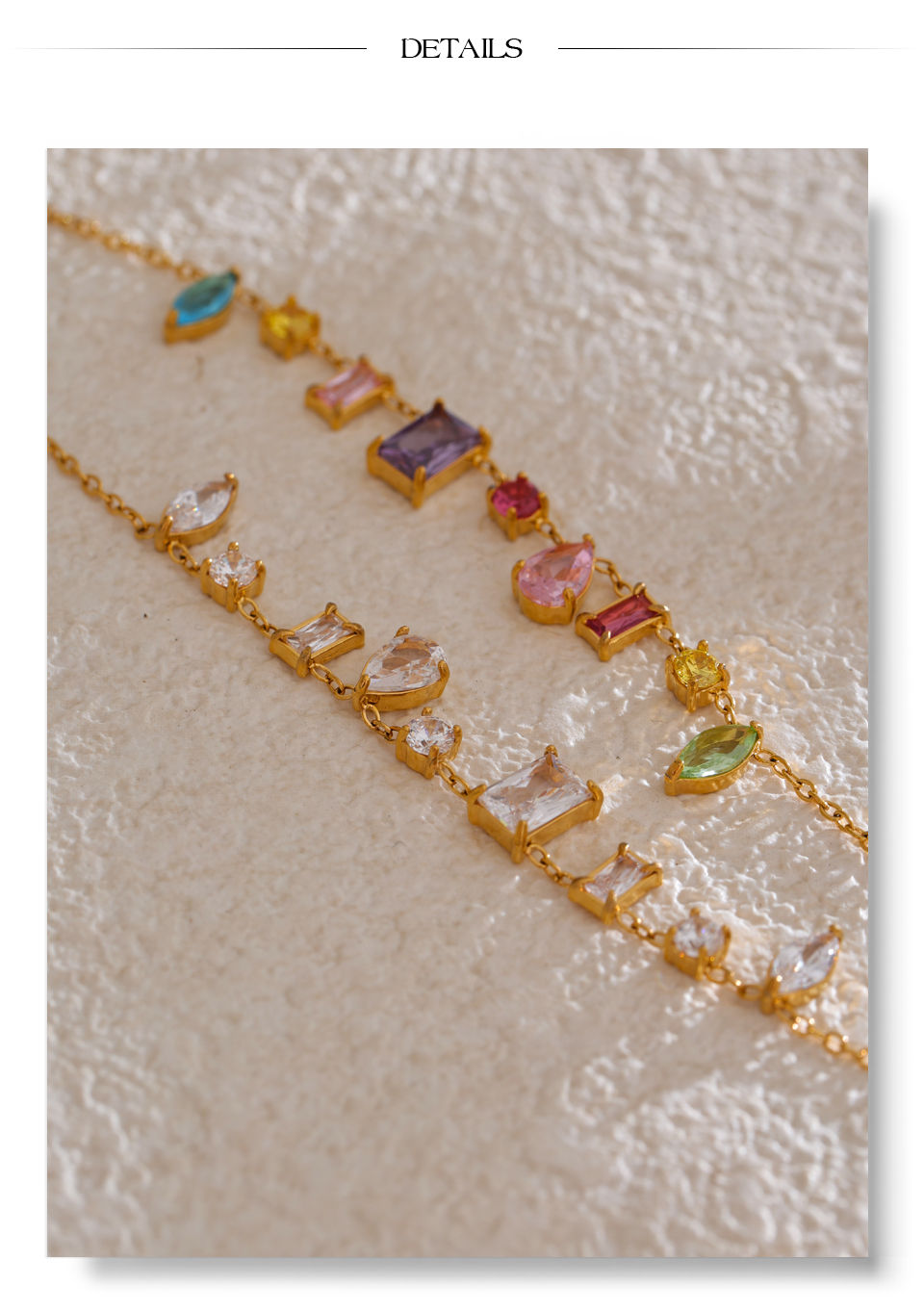 Thumbnail: White Colorful Delicate Bling Cubic Zirconia Pendant Necklace Trendy Stain