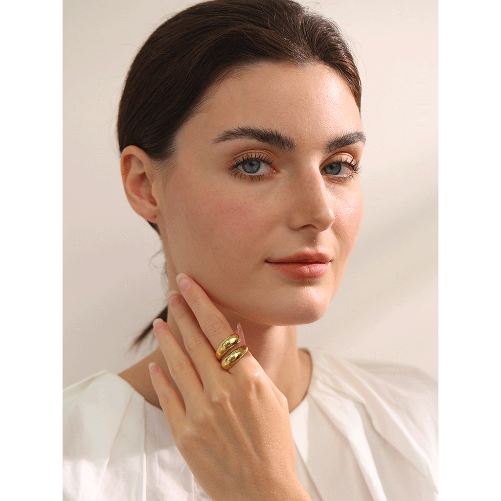 Thumbnail: Chic Unique Stainless Steel Unusual Ring Water Resistant 18K PVD Plated Si