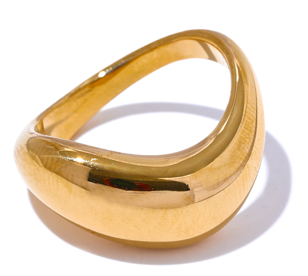 Minimalist Smooth Stainless Steel Metal Geometric Finger Ring Waterproof 1