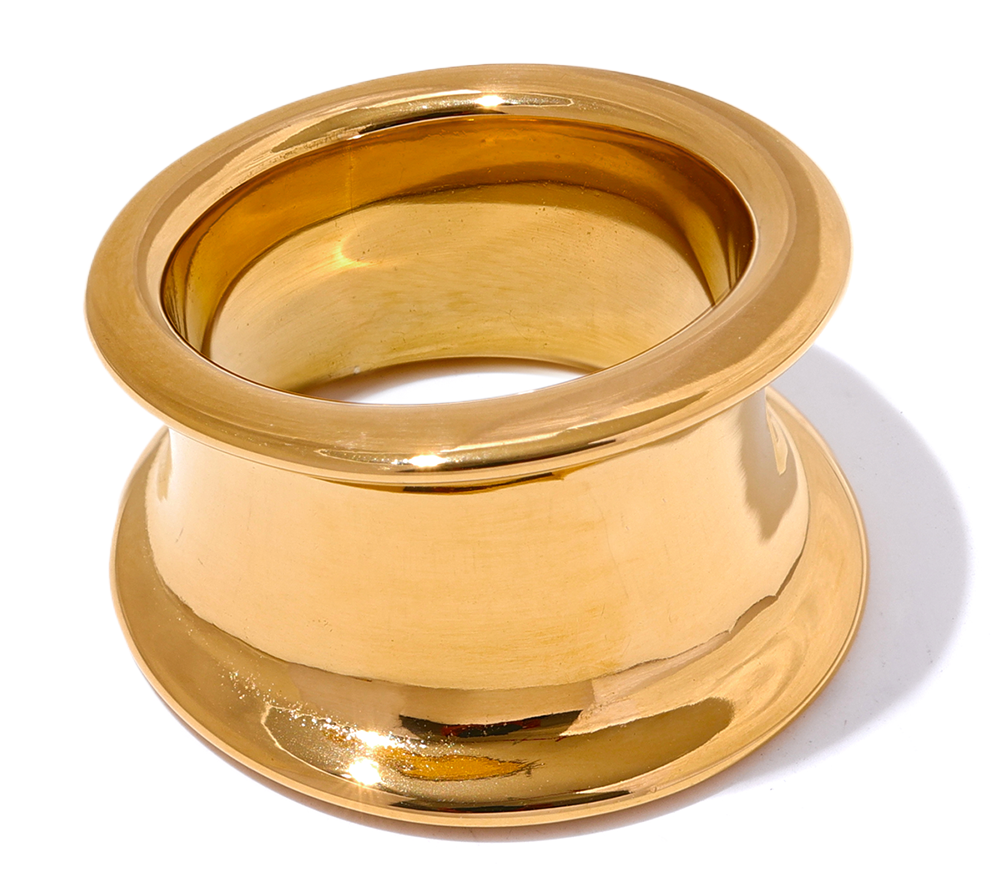 Stylish Unique Stainless Steel Round Wide Ring Stain Less Sleek Metal Indi