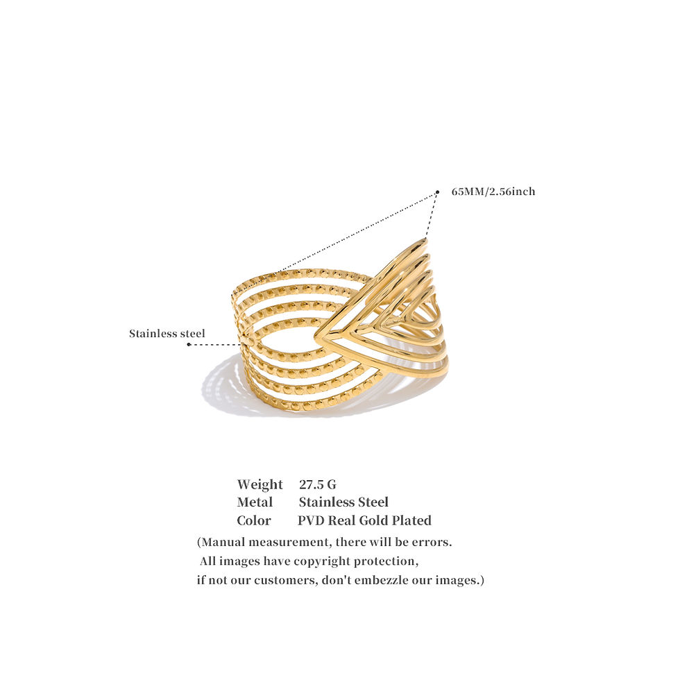 Thumbnail: Line Geometric Hollow Trend Stainless Steel Metal Open Statement Large Bra