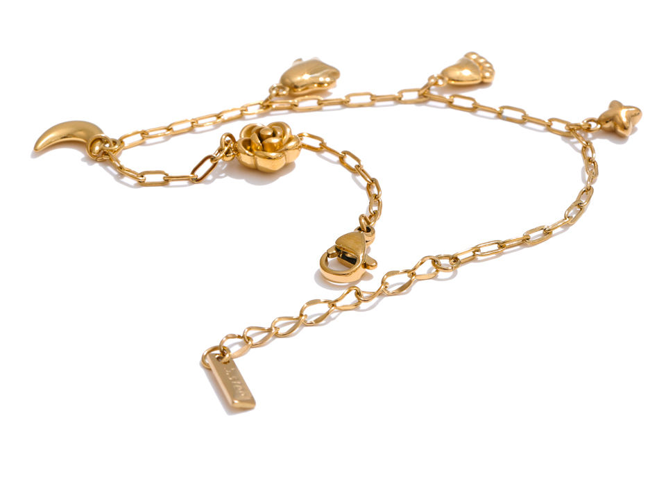Thumbnail: Stainless Steel Flower Moon Star Charms Drop Bracelet Bangle 2025 Waterpro