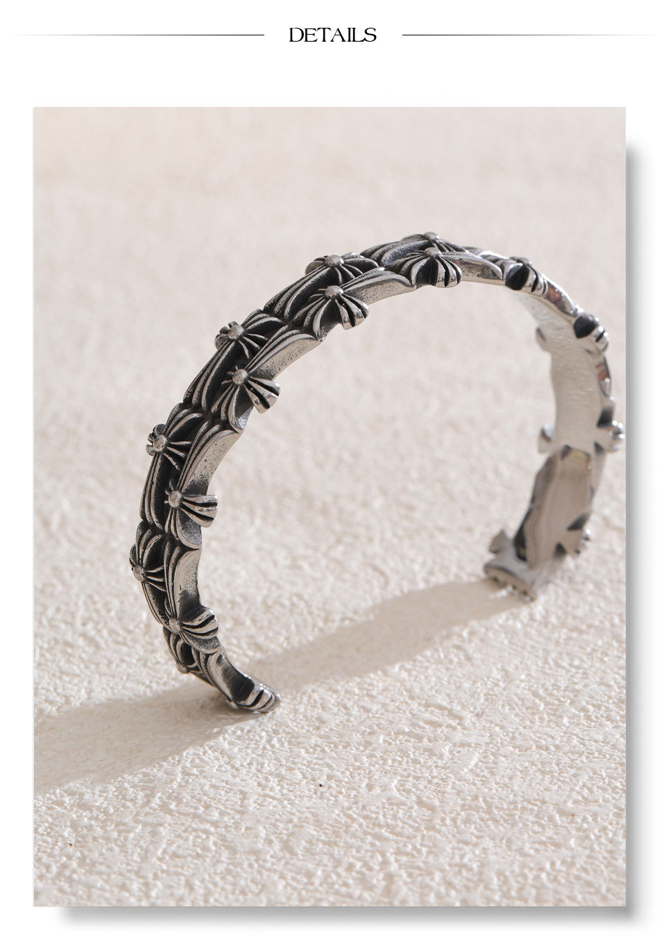 Thumbnail: Black Gun Plated Stainless Steel Cross Cuff Vintage Bracelet Bangle H