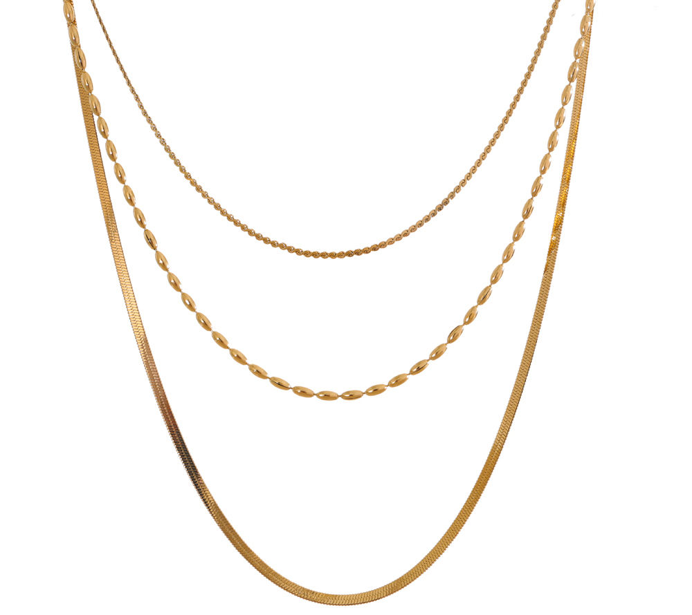 High Quality Minimalist Stainless Steel Layered Stacking Fashion Chain Nec