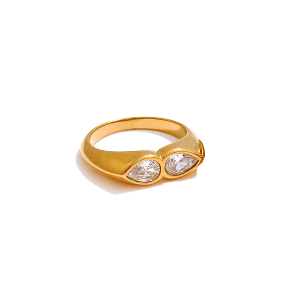 Thumbnail: Shiny Cubic Zirconia Geometric Finger Ring High-Grade Stainle