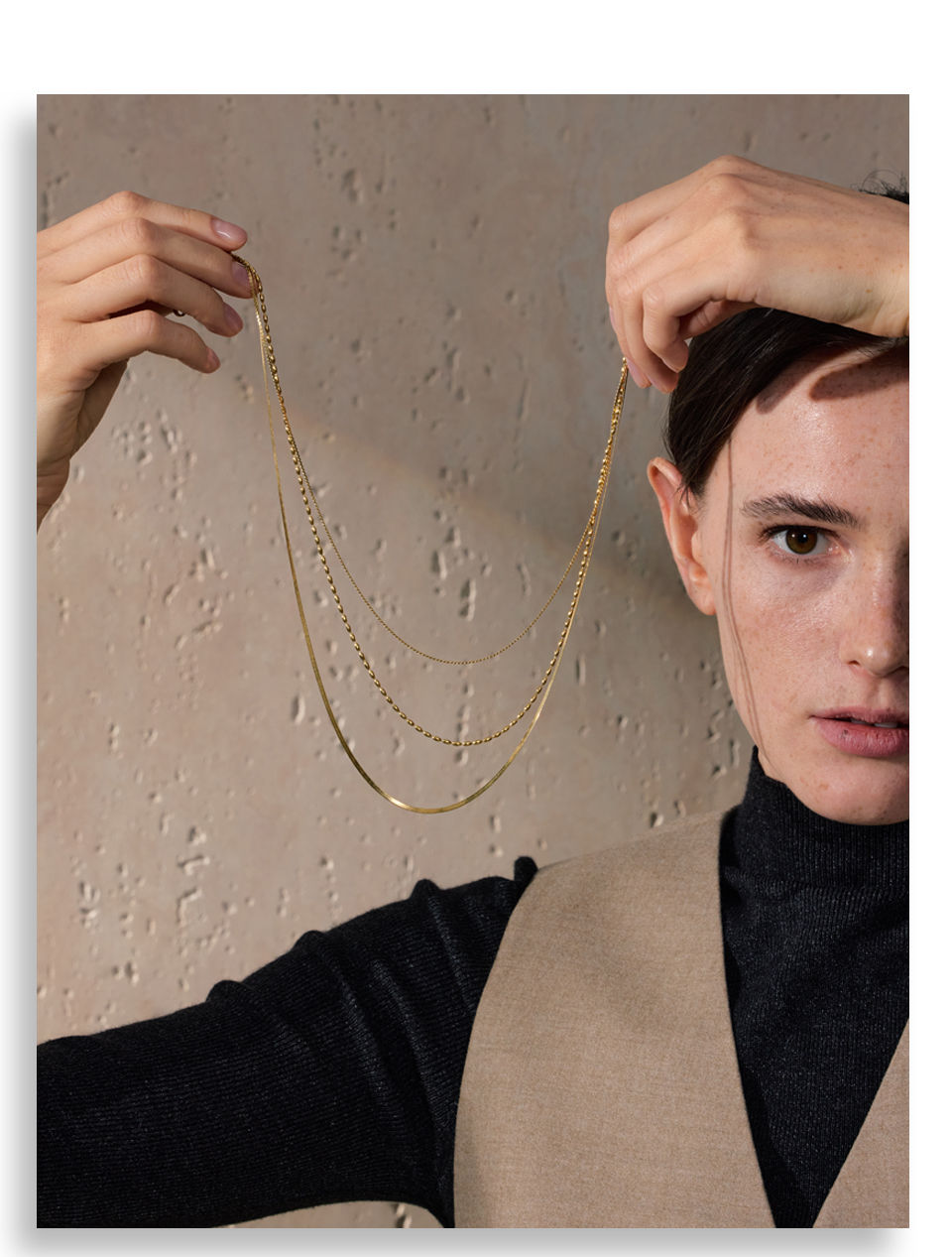 Thumbnail: High Quality Minimalist Stainless Steel Layered Stacking Fashion Chain Nec