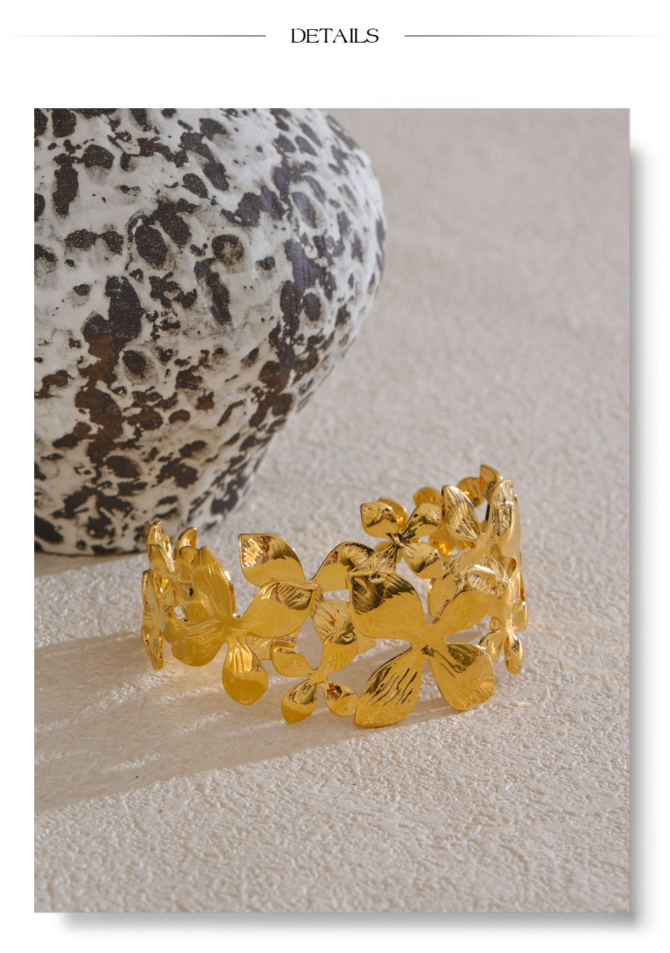 Thumbnail: Trending Style Metal Flower Hollow Cuff Daily Bracelet Bangle Gold Color S