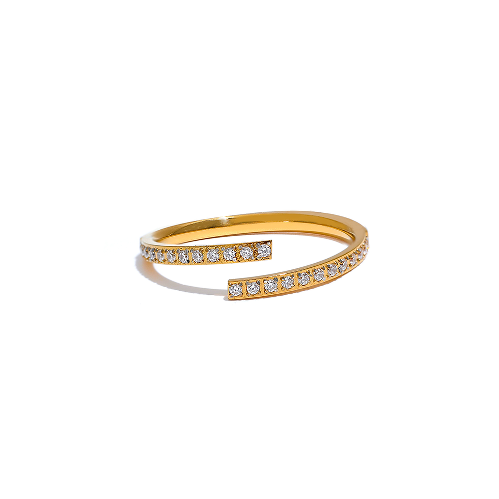Thumbnail: Exquisite Minimalist Cubic Zirconia Stainless Steel Open Ring Women Chic K